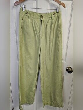 Madewell The Harlow Wide-Leg Pant in Drapey Twill Mint Green Size 2